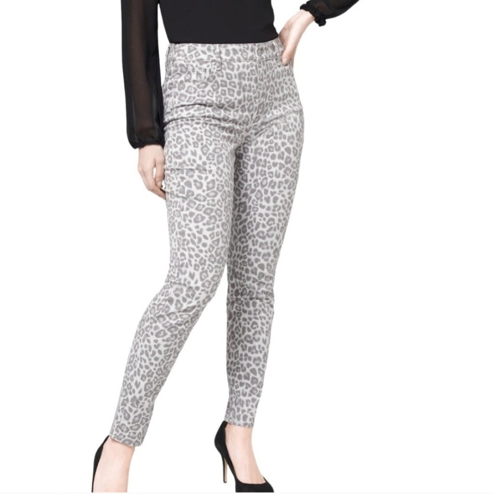 WHBM High Rise "The Skinny Ankle" Leopard Jeans Women's Size 2